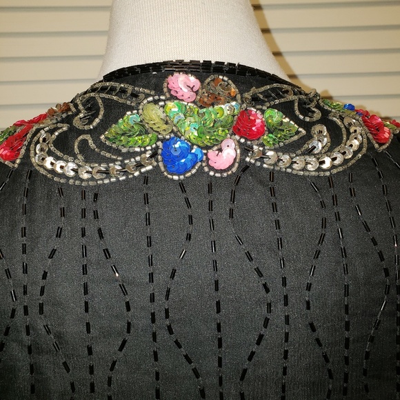 FELICITY Vintage Beaded Silk Evening Jacket. S/P - Picture 6 of 8